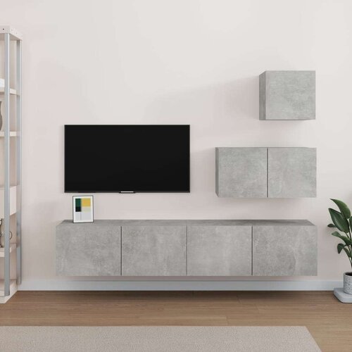  Komplet TV omaric 4-delni betonsko siv inženirski les, (20734773) Slike