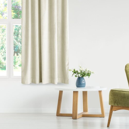 Restilo Kremno bela žametna zavesa za delno zatemnitev 140x270 cm Eyelets &amp;ndash; Slike