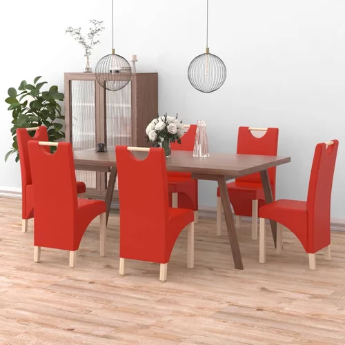 vidaXL Jedilni stoli 6 kosov rdeče umetno usnje