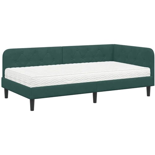 vidaXL Kotna postelja z vzmetnico Temno zelena 90 x 200 cm Žamet, (5000106559) Cene