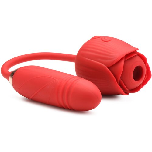 Bloomgasm Romping Rose 10X Suction Rose & Thrusting Vibrator Red Cene