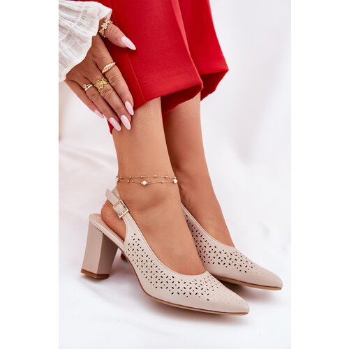 Sergio Leone Cutout Sandals With Pointed Toes On A Heel Beige SK163 Slike