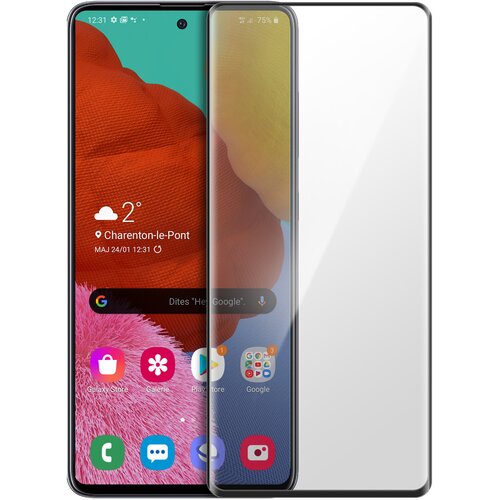 AVIZAR 9H film za ekran iz poševnega kaljenega stekla, popolna oprijemljivost - prozoren crn obris str. Samsung Galaxy A51, (20607135) Cene