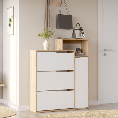 Hanah home cipelarnik Ico3-Sw, 108 cm, hrast / beli Cene
