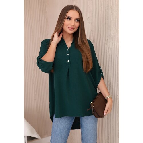 Kesi Włoski Blouse with a longer back dark green Cene