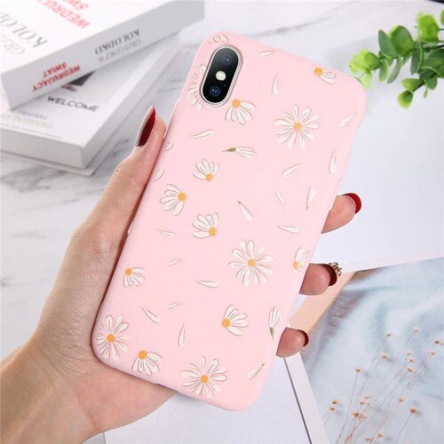  Ovitek za iPhone X/XS | Pink, motiv marjetice Cene
