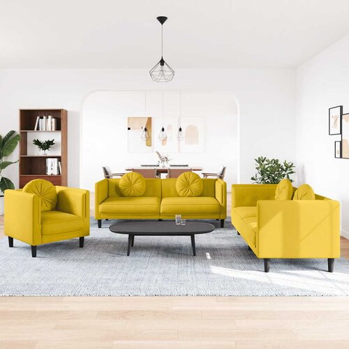  3-dijelni set sofa s jastucima žuti bar&scaron;unasti Cijene