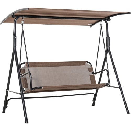 Outsunny Vrtna gugalna postelja s 3 sedeži in nastavljivim nadstreškom, kovina in tekstil 172x110x155cm rjava, (20753971) Cene