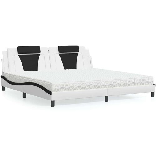  Krevet s madracem bijeli-crni 200 x 200 cm od umjetne kože Cijene