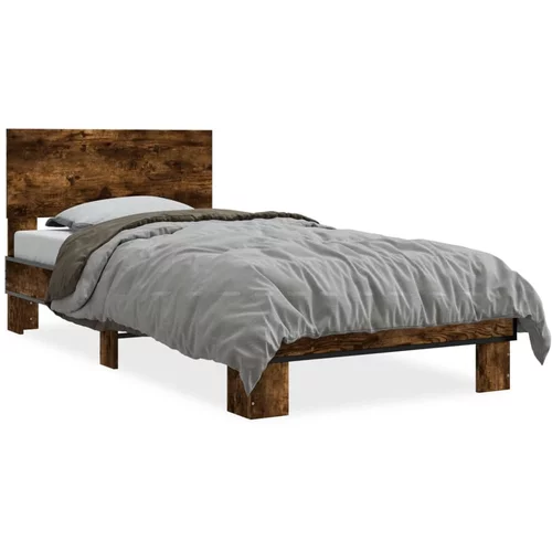  Okvir krevet boja hrasta 90 x 190 cm konstruirano drvo i metal