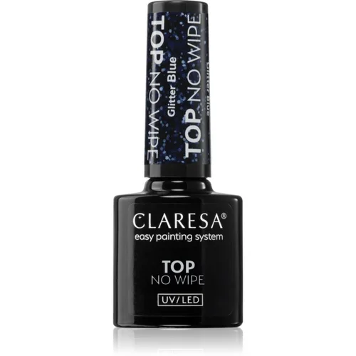 Claresa UV/LED Top Glitter No Wipe završni gel lak za nokte svjetlucavi nijansa Glitter Blue 5 g