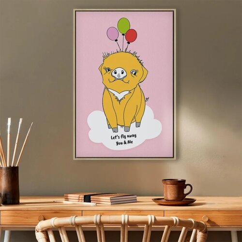  Slika - Soaring Pig (1 Part) Vertical 60x90 U prirodnom drvenom okviru Slike