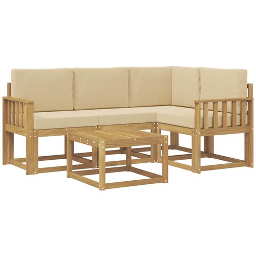 vidaXL Zunanja garnitura za sedenje z blazino 5 pcs Bela in bež, (5000281666) Cene