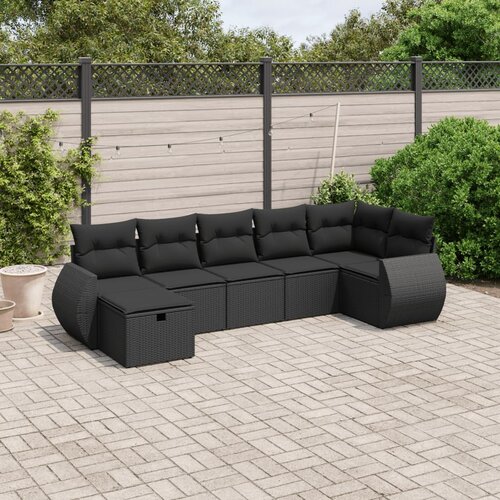 vidaXL 7-dijelni set vrtnih sofa od poliratana s jastucima crni Cijene