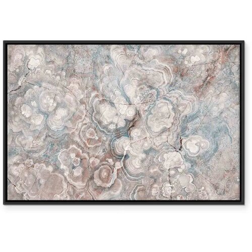  Slika - Marble flowers &amp;ndash; natural stone structure in pastel colours 120x80 U crnom drvenom okviru Slike
