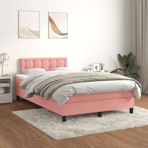 Box spring postelja z vzmetnico roza 120x200 cm žamet, (20892932) Cene