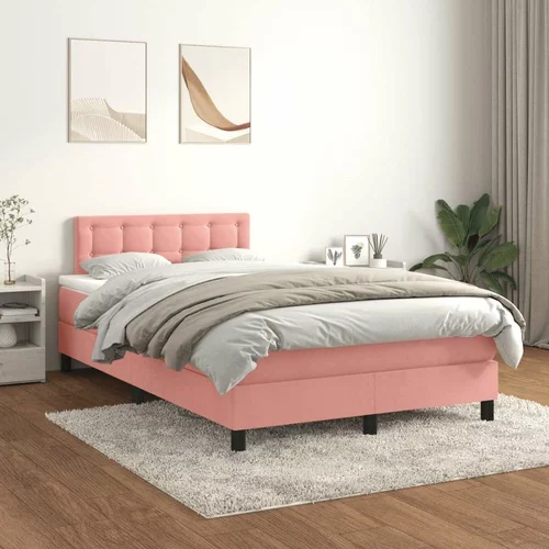 Box spring postelja z vzmetnico roza 120x200 cm žamet, (20892932)