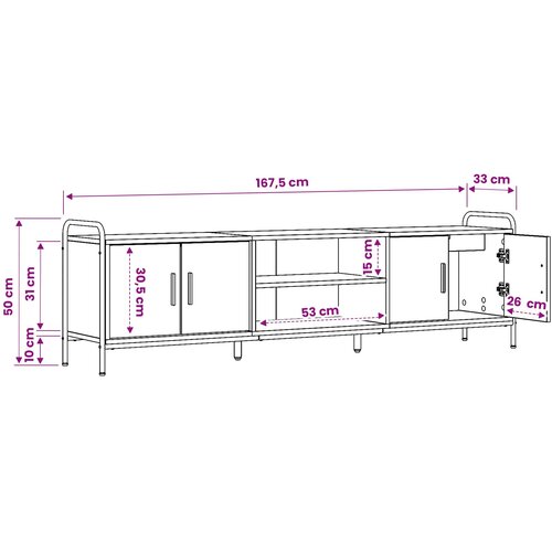  TV ormar 167,5 x 33 x 50 cm Dimljeni hrast Konstruirano drvo Slike