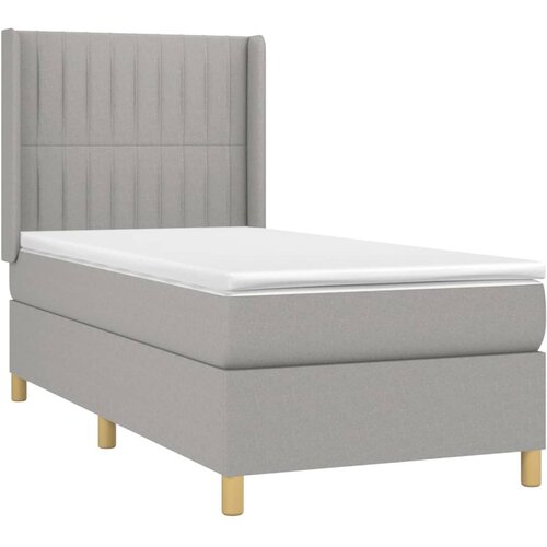  Krevet box spring s madracem LED svjetlosivi 90x190 cm tkanina Slike