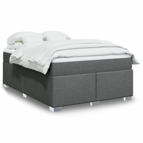 VidaXL Box spring posteljni z vzmetnico temno siv 140x190 cm blago Slike