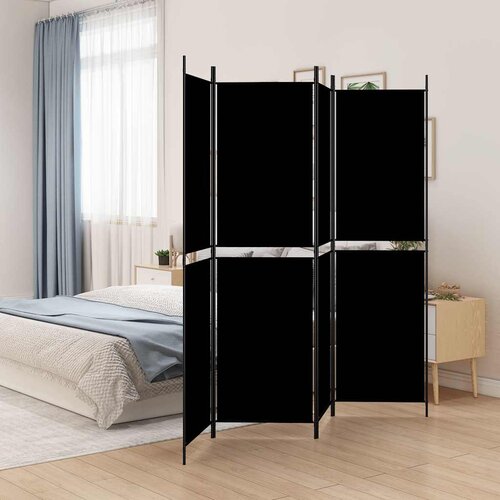 Sobna pregrada s 4 panela crna 200 x 200 cm od tkanine Cijene