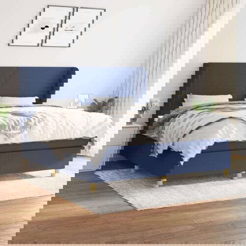  Box spring postelja z vzmetnico modra 180x200 cm blago, (20897027) Cene