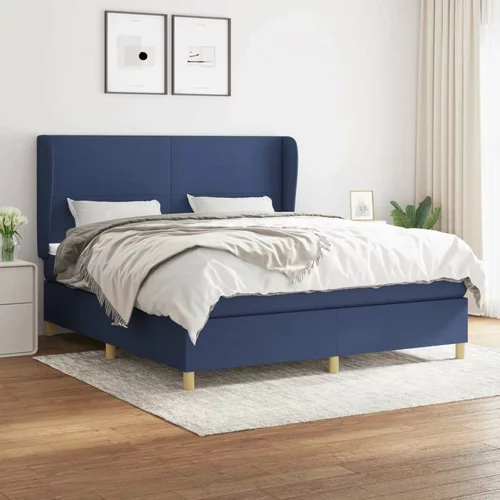  Box spring postelja z vzmetnico modra 180x200 cm blago, (20897027)