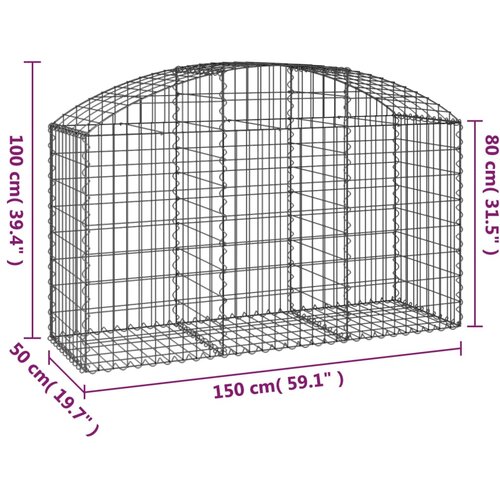  Gabionska ko&amp;scaron;ara s lukom 150x50x80/100 cm pocinčano željezo Slike