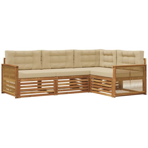 vidaXL Zunanja garnitura za sedenje z blazino 4 pcs Naravna in bež, (5000280691) Cene