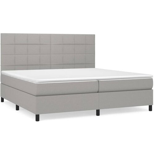 Maison Chic Box spring postelja - Vzmetna postelja z vzmetnico svetlo siva 200x200 cm blago SL19320, (21894000) Cene