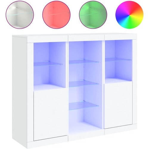 Maison Chic Komoda - Predalnik z LED diodami 3 kosi bel inženirski les, (21722042) Cene