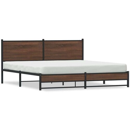 vidaXL Metalni okvir kreveta bez madraca smeđa boja hrasta 183x213 cm Cene