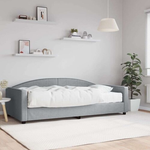  Dnevni krevet s madracem svjetlosivi 100 x 200 cm od tkanine Slike