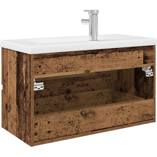 Ormarić za sudoper ugradbenim umivaonikom i slavinom Staro drvo Smeđa 60 x 38.5 x 45 cm Slike