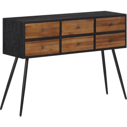 vidaXL Konzolna mizica s predali 116x30x76 cm trdna predelana tikovina Cene