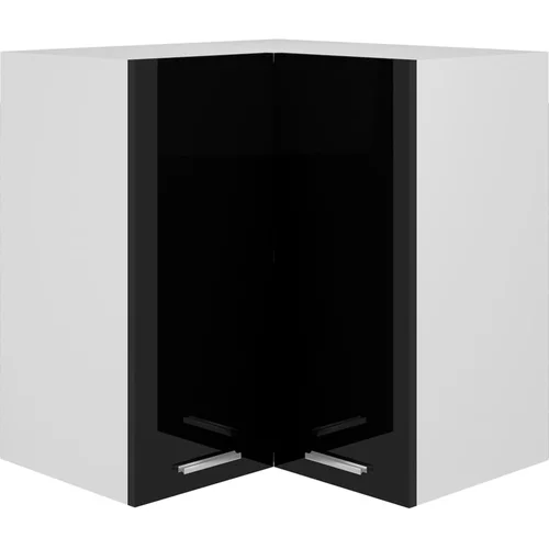 vidaXL viseča kotna omarica visok sijaj črna 57x57x60 cm iverna plošča
