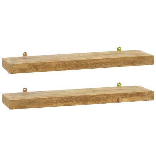  Zidne police 2 kom 60 x 15 x 4 cm od masivne tikovine Slike