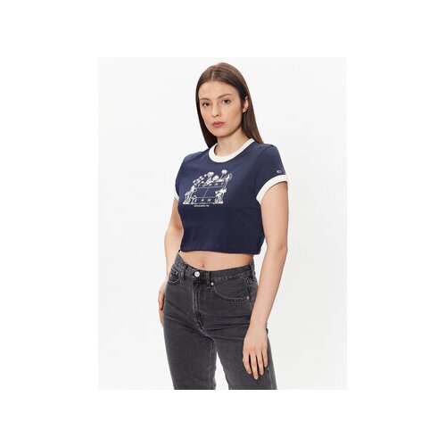 Tommy Jeans Majica Homegrown DW0DW15478 Mornarsko modra Cropped Fit Slike