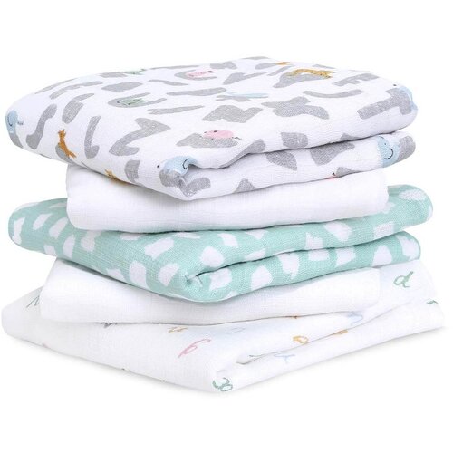 Aden+Anais essentials 5 dijelni komplet tetra pelena 60x60 alphabet animals Slike
