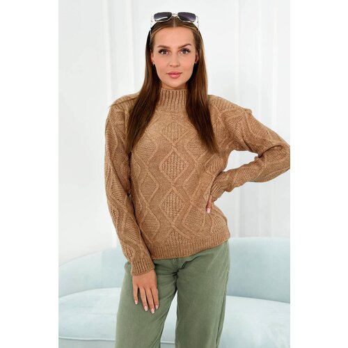 Kesi Sweater with decorative fabric Camel Slike