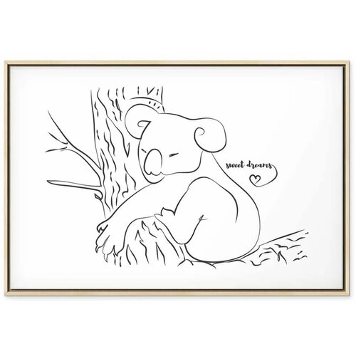  Slika - Quiet Charm of Nature (1-part) - Sleeping Koala in Black and White 120x80 U prirodnom drvenom okviru Slike