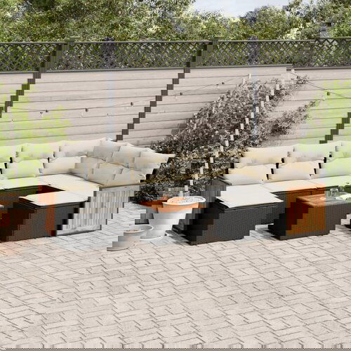 vidaXL 10-dijelni set vrtnih sofa s jastucima crni od poliratana Cijene