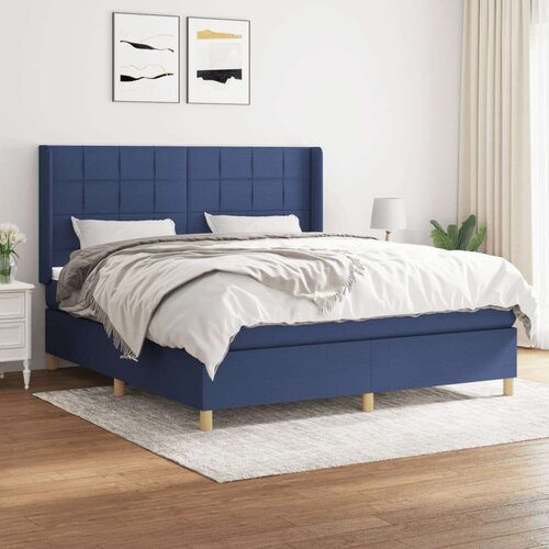  Box spring postelja z vzmetnico modra 160x200 cm blago, (20893662) Cene