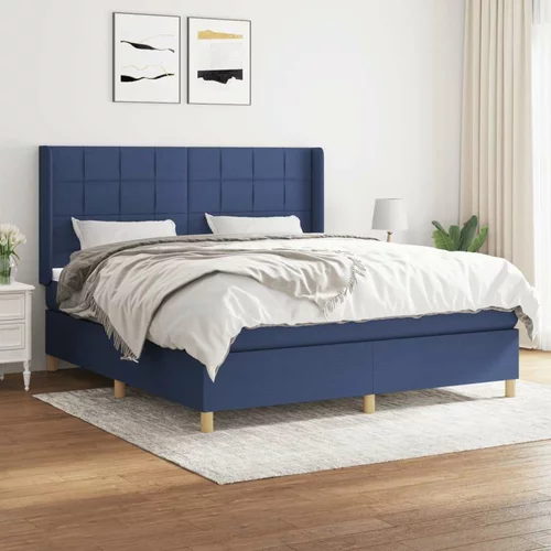  Box spring postelja z vzmetnico modra 160x200 cm blago, (20893662)