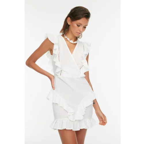 Trendyol White Ruffle Detailed Beach Dress