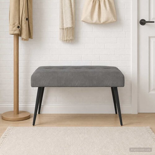  Klupa s gumbastim tkanjem Tamnosiva 80 x 40 x 46 cm Bar&amp;scaron;un Slike