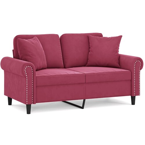 VidaXL Kavč dvosed z blazinami vinsko rdeč 120 cm žamet, (20910594) Slike