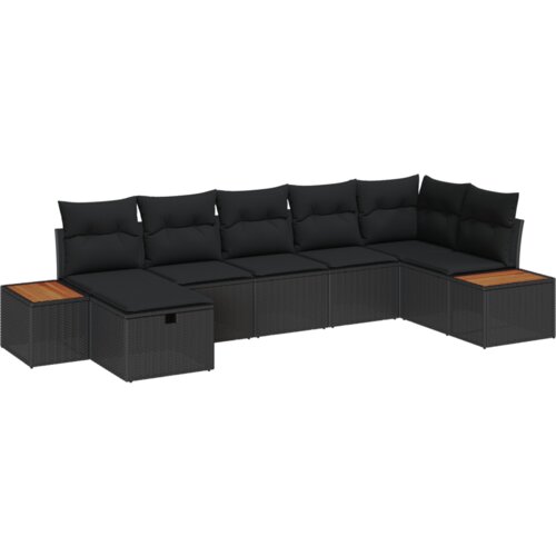 vidaXL Set od 7 dijelova vrsne garniture s jastučićima crni poli rattan Cijene