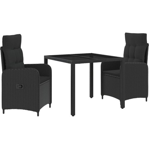 Vanjski set za objedovanje 3 pcs Crna 90 x 90 x 75 cm poliratan Cijene