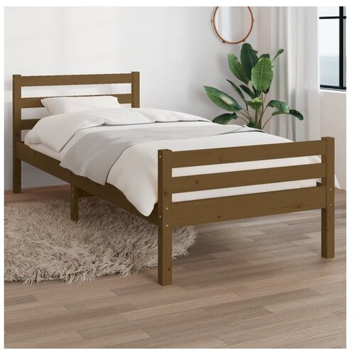  Posteljni okvir medeno rjav iz trdnega lesa 75x190 cm 2FT6 Cene